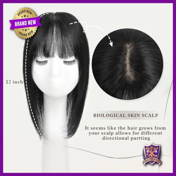 12 Inch Human Hair Topper with Bangs 8x8 Inch Base for Thinning Hair main image 6